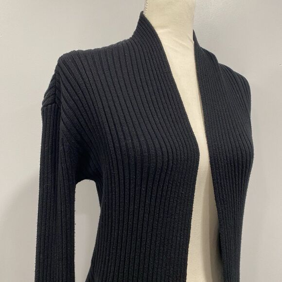 Cabi M Black Sweetheart Open Waterfall Cardigan Long Rib Knit Sweater Witchy - Picture 5 of 16